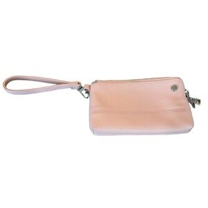 👛 STEVE MADDEN Blush Pink Zippered Leather Clutch Four Top EUC 🌼